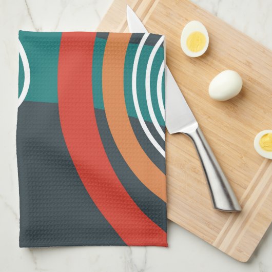 Abstrakte Regenbogenlinien, boho-Kunstwerke Geschirrtuch (Viertel Falte)