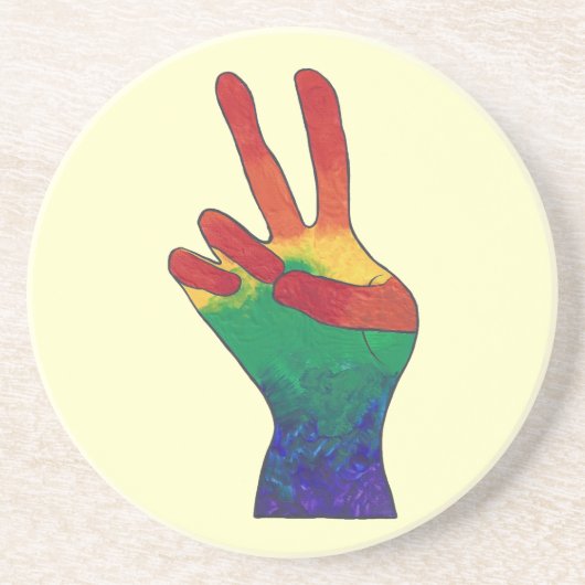 Abstrakte Regenbogenschützenschilder Sandstein Untersetzer (Vorne)
