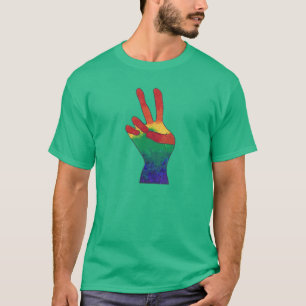 Abstrakte Regenbogenschutzschild-Handhemden T-Shirt