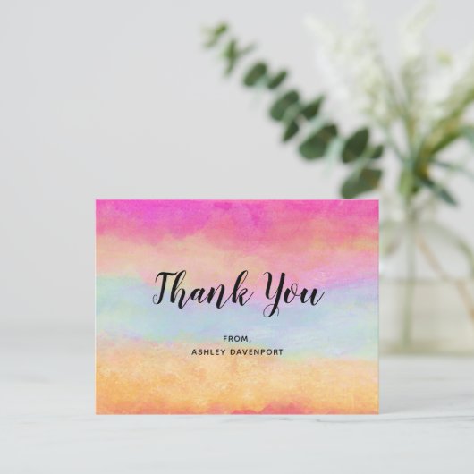 Abstrakte Regenbogenstreifen Danke Postkarte (Stehend Vorderseite)
