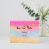 Abstrakte Regenbogenstreifen Save the Date Einladungspostkarte (Stehend Vorderseite)