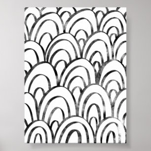 Abstrakte Regenbogenwand Schwarz-Weiß-Boho Kunst Poster