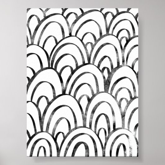 Abstrakte Regenbogenwand Schwarz-Weiß-Boho Kunst Poster (Vorne)