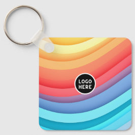 Abstrakte Regenbogenwellen mit Hinzufügen Ihrer To Schlüsselanhänger