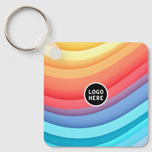 Abstrakte Regenbogenwellen mit Hinzufügen Ihrer To Schlüsselanhänger (Vorderseite)