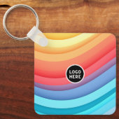 Abstrakte Regenbogenwellen mit Hinzufügen Ihrer To Schlüsselanhänger (Vorderseite)