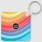 Abstrakte Regenbogenwellen mit Hinzufügen Ihrer To Schlüsselanhänger (Rückseite)