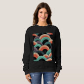 Abstrakte Regenbogenwellen Moderne Design Kunst Sweatshirt (Vorne ganz)