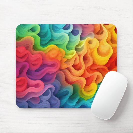 Abstrakte Regenbogenwellen Mousepad (Mit Mouse)