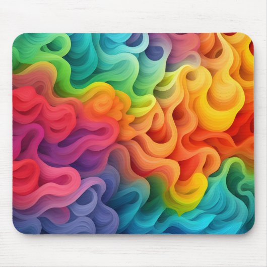 Abstrakte Regenbogenwellen Mousepad (Vorne)