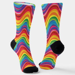 Abstrakte Regenbogenwellen Socken