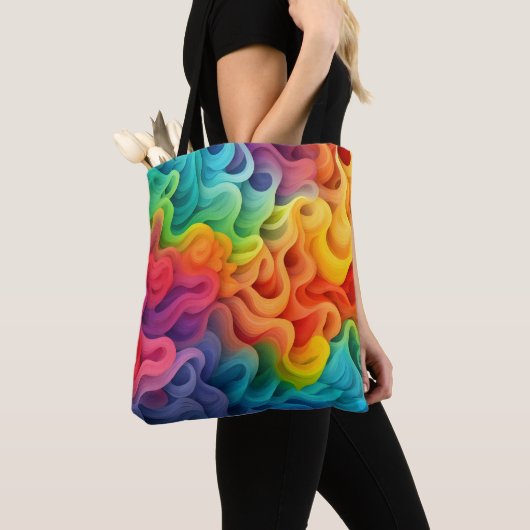 Abstrakte Regenbogenwellen Tasche (Von Nahem)