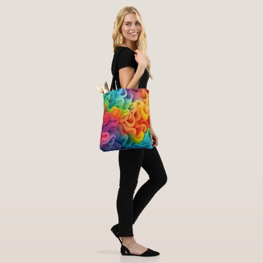Abstrakte Regenbogenwellen Tasche (Am Model)