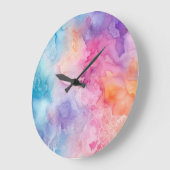 Abstrakte Regenbogenwolken Große Wanduhr (Winkel)