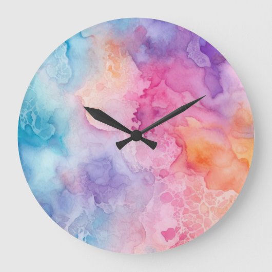 Abstrakte Regenbogenwolken Große Wanduhr (Vorderseite)