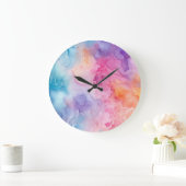 Abstrakte Regenbogenwolken Große Wanduhr (Zuhause)