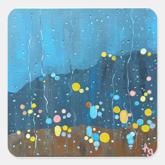 Abstrakte Regenschmerzen Quadratischer Aufkleber (Vorderseite)