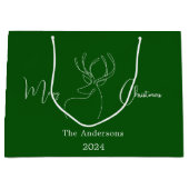 Abstrakte Rentiere, grün, modern Weihnachten Große Geschenktüte (Vorderseite)