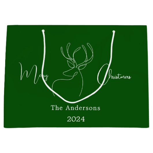 Abstrakte Rentiere, grün, modern Weihnachten Große Geschenktüte (Vorderseite)