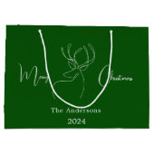 Abstrakte Rentiere, grün, modern Weihnachten Große Geschenktüte (Rückseite)