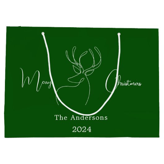 Abstrakte Rentiere, grün, modern Weihnachten Große Geschenktüte (Rückseite)