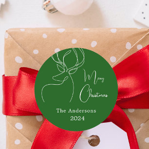 Abstrakte Rentiere, grün, modern Weihnachten Runder Aufkleber