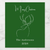 Abstrakte Rentiere, grün, modern Weihnachten Weinetikett (Einzelnes Label)