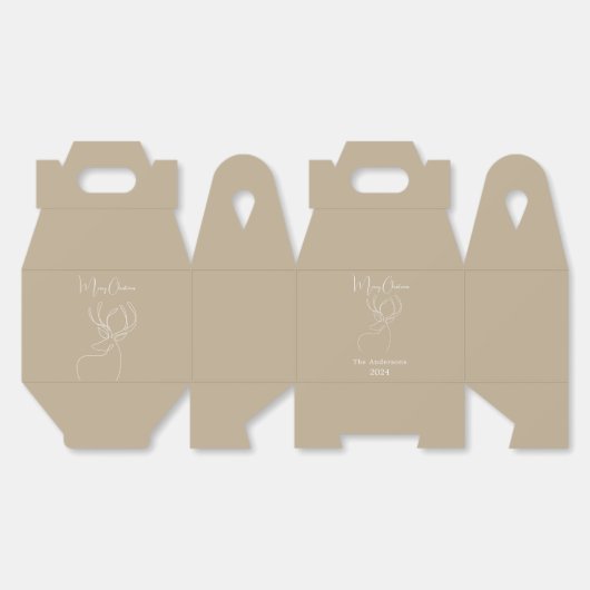 Abstrakte Rentiere in Beige Geschenkschachtel (Ungeklappt)