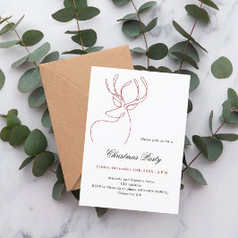 Abstrakte Rentiere in Rot-Weiß, modernes Party Einladung