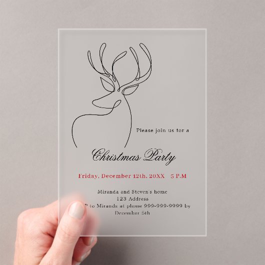 Abstrakte Rentiere modernes mattiertes Weihnachtsf Acryleinladungen (Insitu (Handheld))