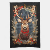 Abstrakte Rentierfeinde Rote und grüne Kiefer Geschirrtuch (Vertikal)