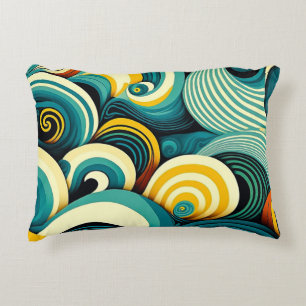 Abstrakte Retro 70er Hippie Waves Artwork Dekokissen