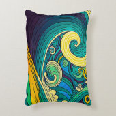 Abstrakte Retro 70er Hippie Waves Artwork | Dekokissen (Vorderseite(Vertikal))