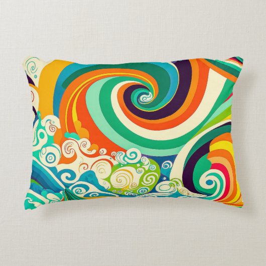Abstrakte Retro 70er Hippie Waves Artwork | Dekokissen (Vorderseite)
