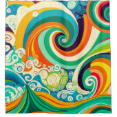 Abstrakte Retro 70er Hippie Waves Artwork | Duschvorhang (Vorderseite)