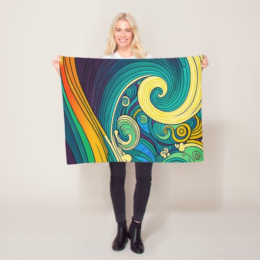 Abstrakte Retro 70er Hippie Waves Artwork | Fleecedecke (Beispiel)