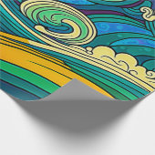 Abstrakte Retro 70er Hippie Waves Artwork | Geschenkpapier (Ecke)