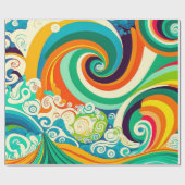 Abstrakte Retro 70er Hippie Waves Artwork | Geschenkpapier (Flach)