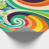 Abstrakte Retro 70er Hippie Waves Artwork | Geschenkpapier (Ecke)