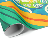 Abstrakte Retro 70er Hippie Waves Artwork | Geschenkpapier (Rolleneckpunkt)