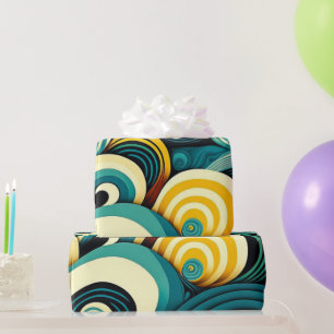 Abstrakte Retro 70er Hippie Waves Artwork   Geschenkpapier