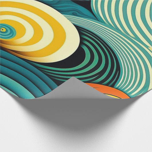 Abstrakte Retro 70er Hippie Waves Artwork | Geschenkpapier (Ecke)