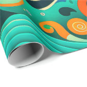 Abstrakte Retro 70er Hippie Waves Artwork | Geschenkpapier (Rolleneckpunkt)