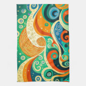 Abstrakte Retro 70er Hippie Waves Artwork | Geschirrtuch (Vertikal)