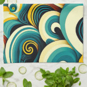Abstrakte Retro 70er Hippie Waves Artwork | Geschirrtuch (Gefaltet)