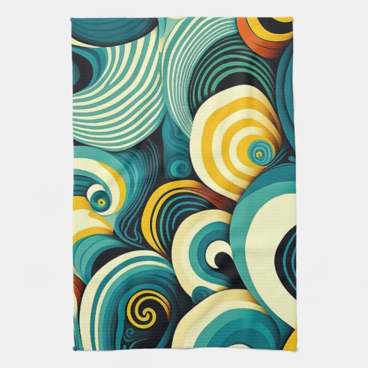 Abstrakte Retro 70er Hippie Waves Artwork | Geschirrtuch (Vertikal)