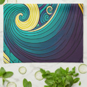 Abstrakte Retro 70er Hippie Waves Artwork | Geschirrtuch (Gefaltet)
