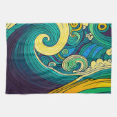 Abstrakte Retro 70er Hippie Waves Artwork | Geschirrtuch (Horizontal)