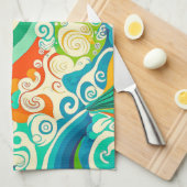 Abstrakte Retro 70er Hippie Waves Artwork | Geschirrtuch (Viertel Falte)
