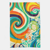 Abstrakte Retro 70er Hippie Waves Artwork | Geschirrtuch (Vertikal)